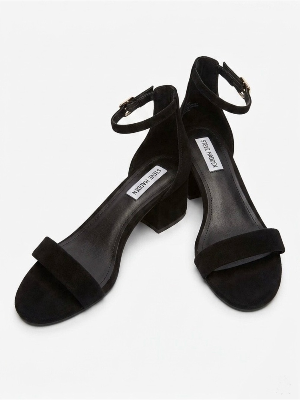 Steve Madden Irenee Heeled Sandals in Black Suede with a Block Heel Size 7.5